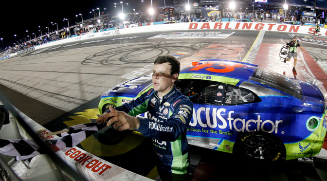 Featured Image for Erik Jones Holds Off Denny Hamlin to Capture Checkered Flag in Action-Filled Cook Out Southern 500